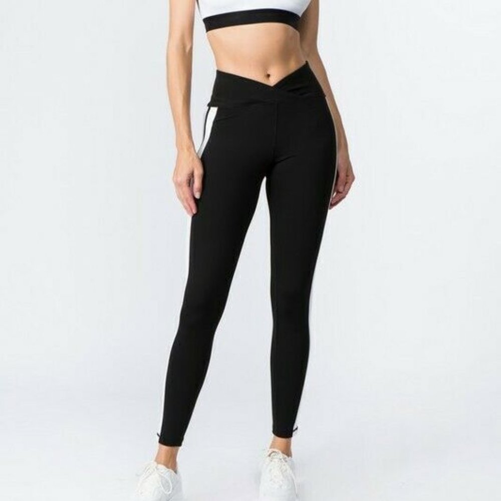 Active V-Waistband Double Striped Workout Legging